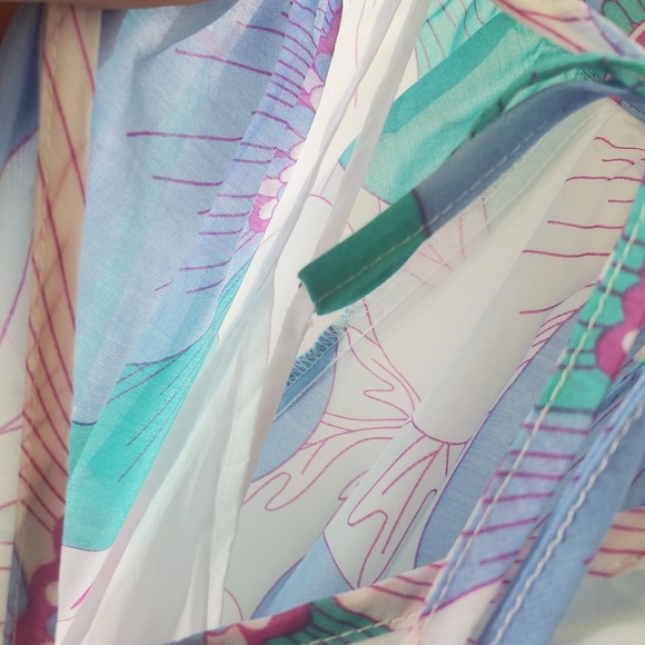 J Marie Mia Rae Long Sleeve Maxi Dress Floral Print Blue Teal Pink   S - Picture 10 of 16